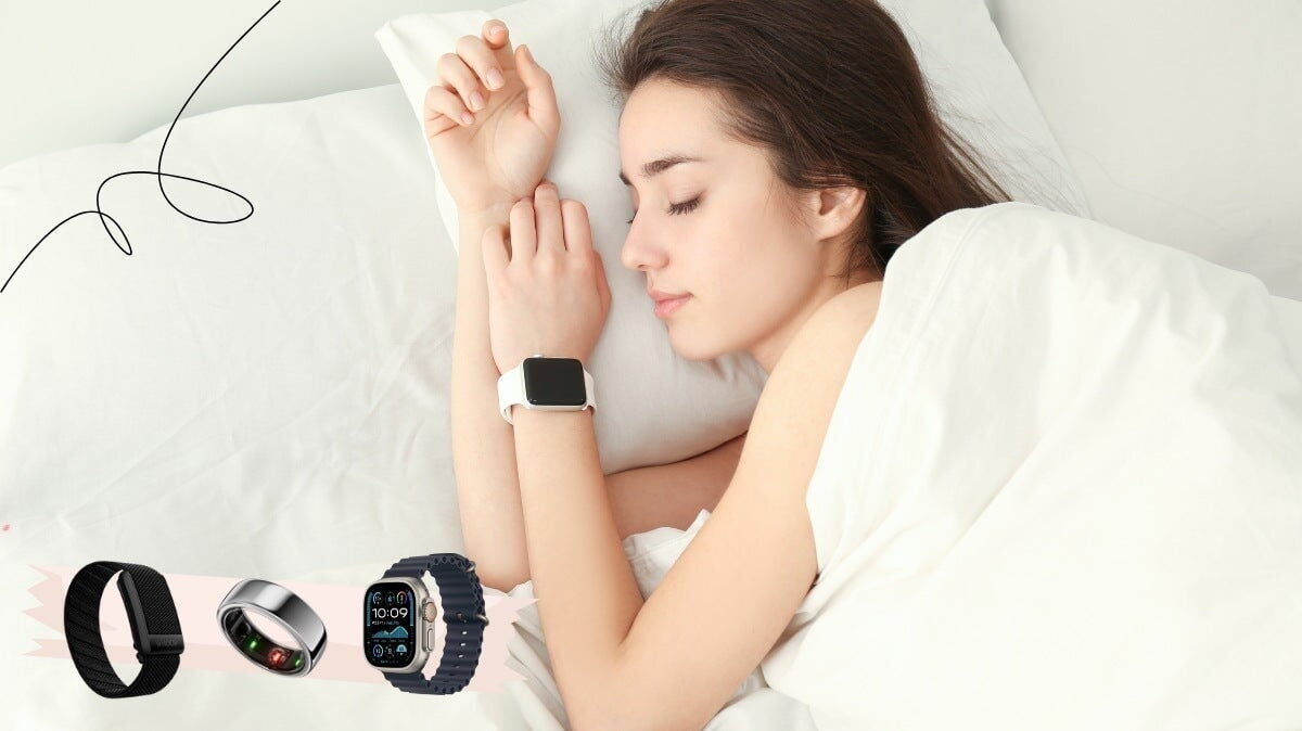 une femme portant une montre Apple dormant dans son lit