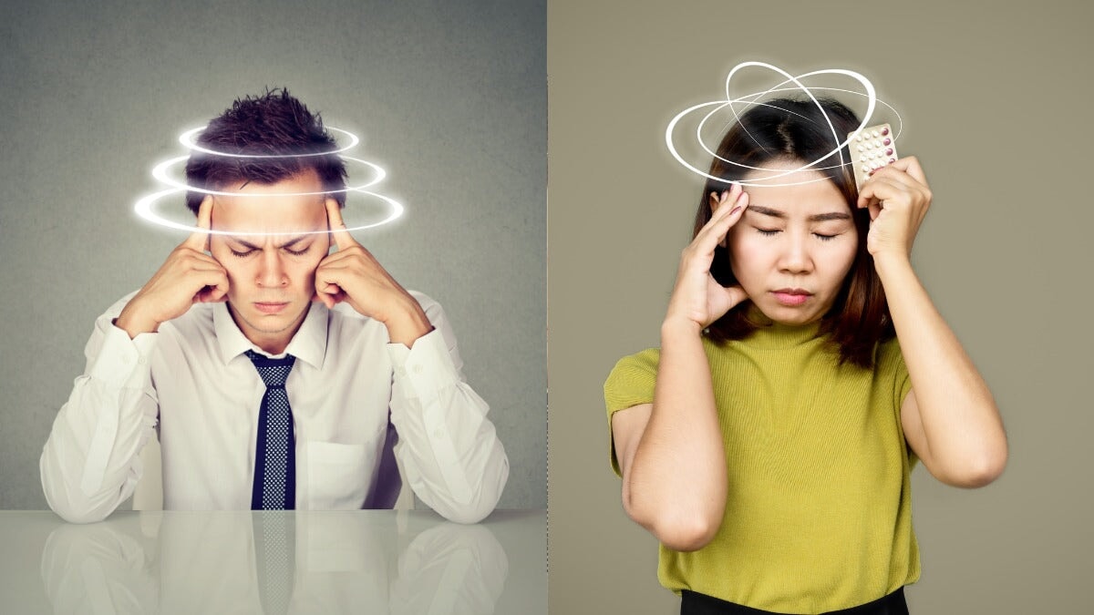 un homme et une femme ayant le vertige