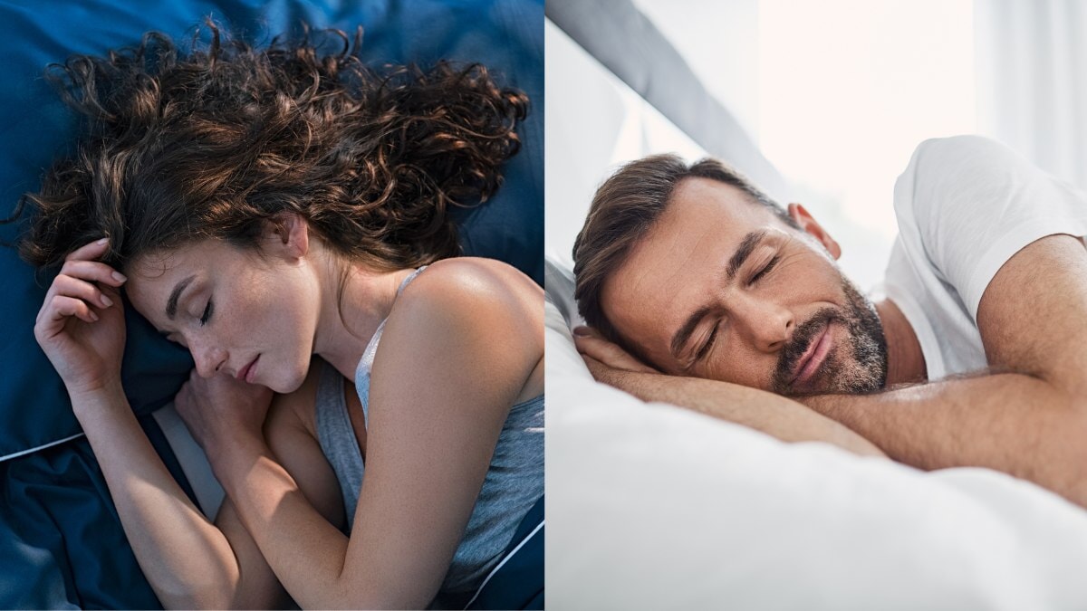 un homme et une femme dormant dans leur lit